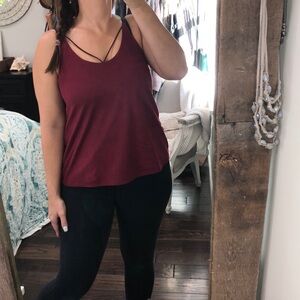 She + Sky small cranberry color velvet top